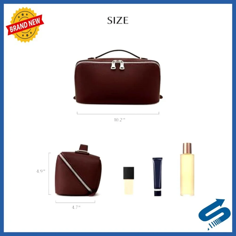 Large Waterproof Makeup Bag with Brush Compartment Travel Toiletry Organizer